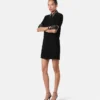 A-Linien-Minikleid aus Wollkrepp mit Nieten