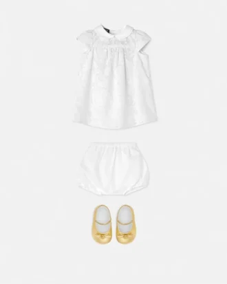 Baby-Kleid aus Baumwollpopeline mit Devoré-Muster