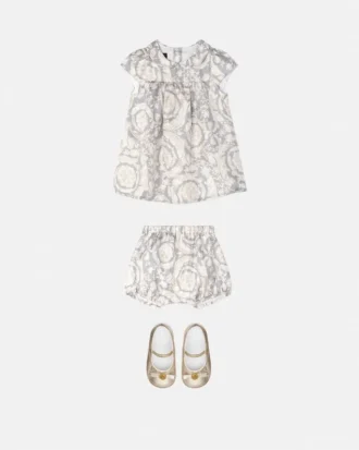 Baby-Kleid-Set aus bedrucktem Seidentwill