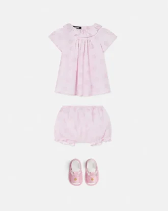 Baby-Kleid-Set aus bedruckter Baumwollpopeline