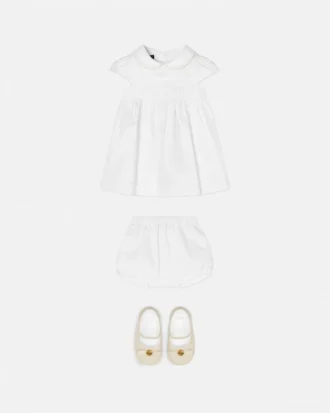Baby-Kleid-Set aus besticktem Baumwollpopeline