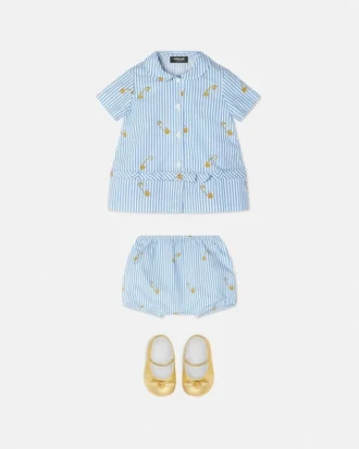 Baby-Kleid-Set mit Nadelstreifen-Pin