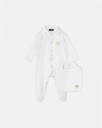 Baby-Strampler-Set aus besticktem Baumwolljersey