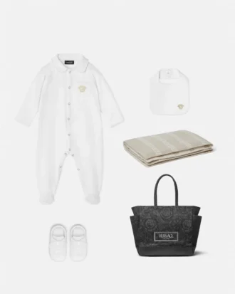 Baby-Strampler-Set aus besticktem Baumwolljersey