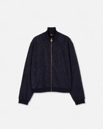 Barocco Jacquard-Handtuch-Sweatshirt mit Reißverschluss