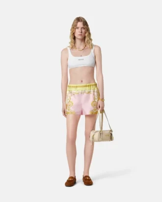 Bedruckte Seidentwill-Shorts