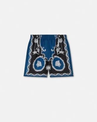 Bedruckte Slim-Shorts aus Seidentwill