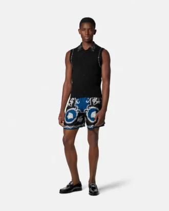 Bedruckte Slim-Shorts aus Seidentwill