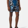 Bedruckte Slim-Shorts aus Seidentwill