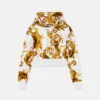 Bedruckter Crop-Hoodie aus Baumwolljersey