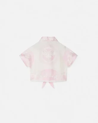 Bedrucktes, kurzes Seidentwill-Shirt für Kinder