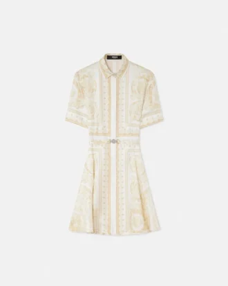 Bedrucktes Mini-Hemdkleid aus Seidentwill
