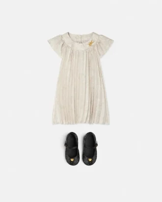 Bedrucktes Plisseekleid aus Twill für Kinder