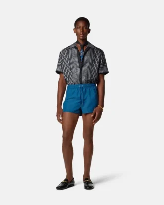 Bedrucktes Slim-Fit-Hemd aus Seidentwill