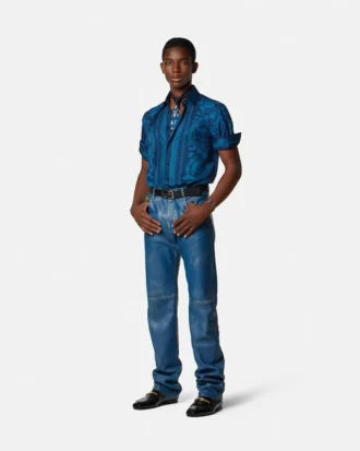 Bedrucktes Slim-Fit-Hemd aus Seidentwill