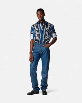 Bedrucktes Slim-Fit-Hemd aus Seidentwill