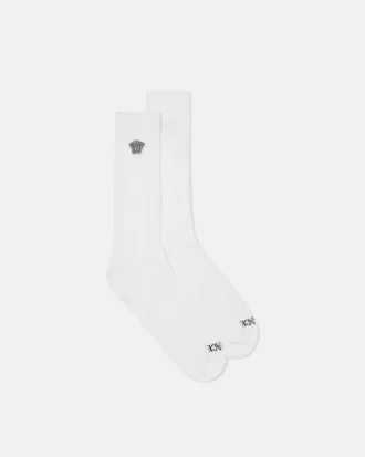 Bestickte gerippte Baumwollsocken