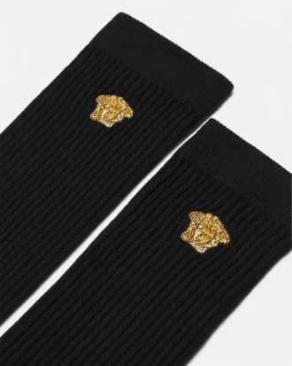 Bestickte gerippte Baumwollsocken