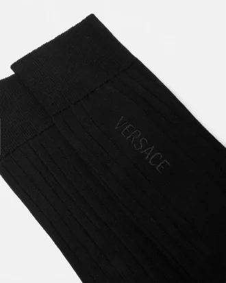 Bestickte gerippte Baumwollsocken