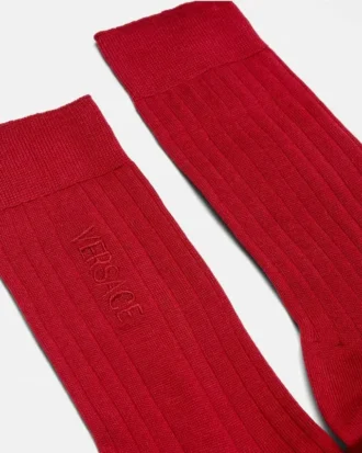 Bestickte gerippte Baumwollsocken