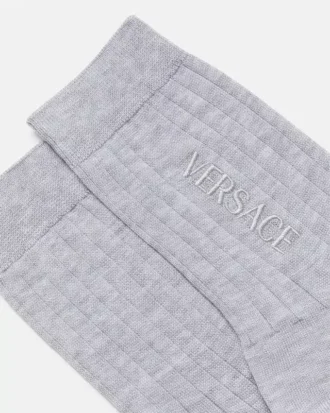 Bestickte gerippte Baumwollsocken