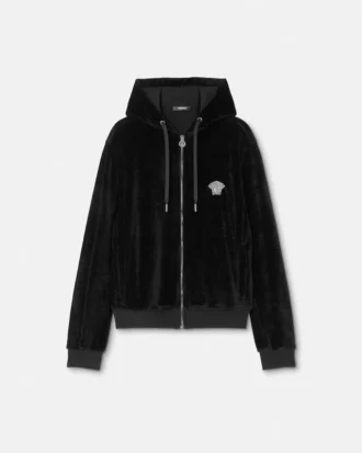Bestickter Chenille-Hoodie mit Reißverschluss
