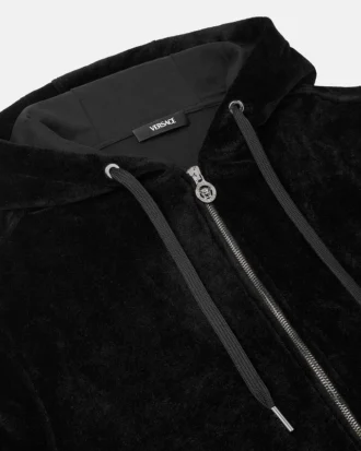 Bestickter Chenille-Hoodie mit Reißverschluss