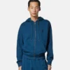 Bestickter Kapuzenpullover aus Baumwolljersey mit Reißverschluss