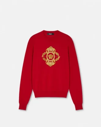 Bestickter Pullover mit architektonischem Barockmotiv