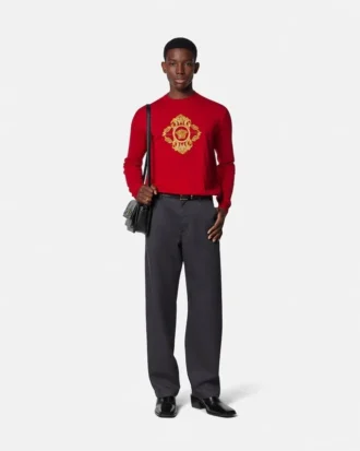 Bestickter Pullover mit architektonischem Barockmotiv