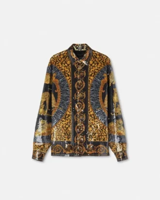 Besticktes Overshirt mit Wildkatzen-Motiv