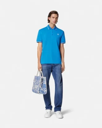 Besticktes Polohemd aus Baumwollpiqué