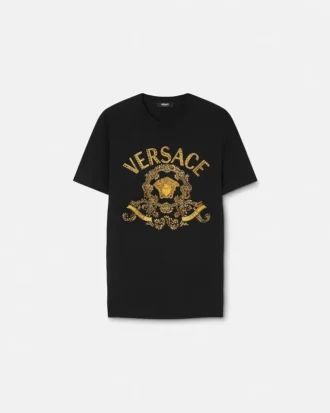 Besticktes Slim-Fit-T-Shirt aus Baumwolljersey