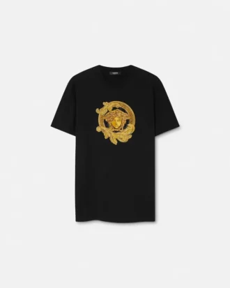 Besticktes Slim-Fit-T-Shirt aus Baumwolljersey