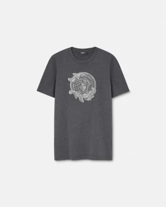 Besticktes Slim-Fit-T-Shirt aus Baumwolljersey
