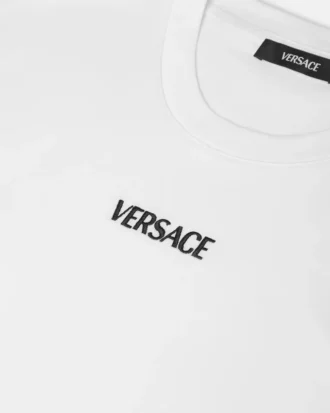 Besticktes Slim-Fit-T-Shirt aus Baumwolljersey