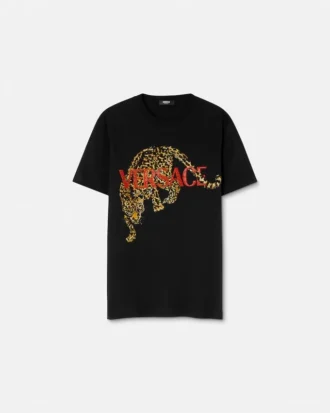 Besticktes Versace Leopard T-Shirt