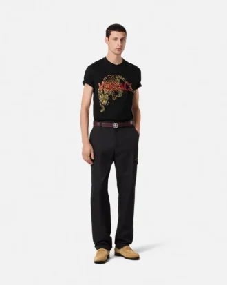 Besticktes Versace Leopard T-Shirt