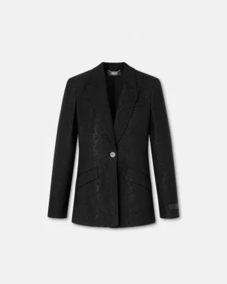 Blazer aus Wollmischung mit Python-Jacquard