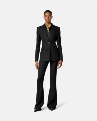 Blazer aus Wollmischung mit Python-Jacquard
