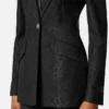Blazer aus Wollmischung mit Python-Jacquard