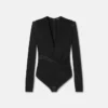 Bodysuit mit tiefem V-Ausschnitt aus Crêpe