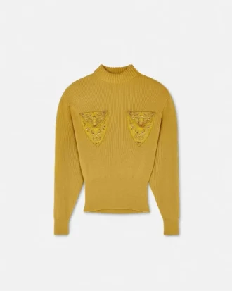 Boxy-Pullover aus Wolle mit Nieten