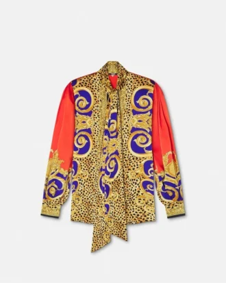 Cheetah Barocco Silk Lavallière-Hemd