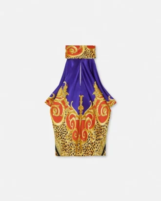 Cheetah Barocco Silk Lavallière-Top