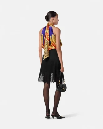 Cheetah Barocco Silk Lavallière-Top