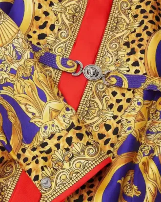 Cheetah Barocco Silk Mini-Hemdkleid