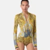 Cheetah Foulard Draped Bodysuit