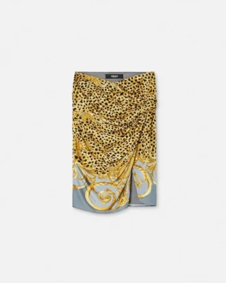 Cheetah Foulard Drapierter Midirock