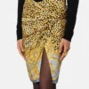 Cheetah Foulard Drapierter Midirock